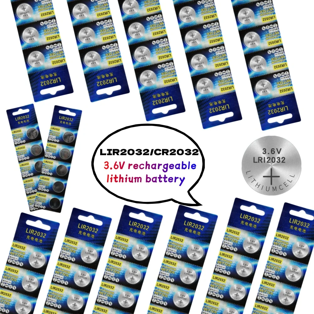 Batería LIR2032 recargable de litio 3.6V 40mAh