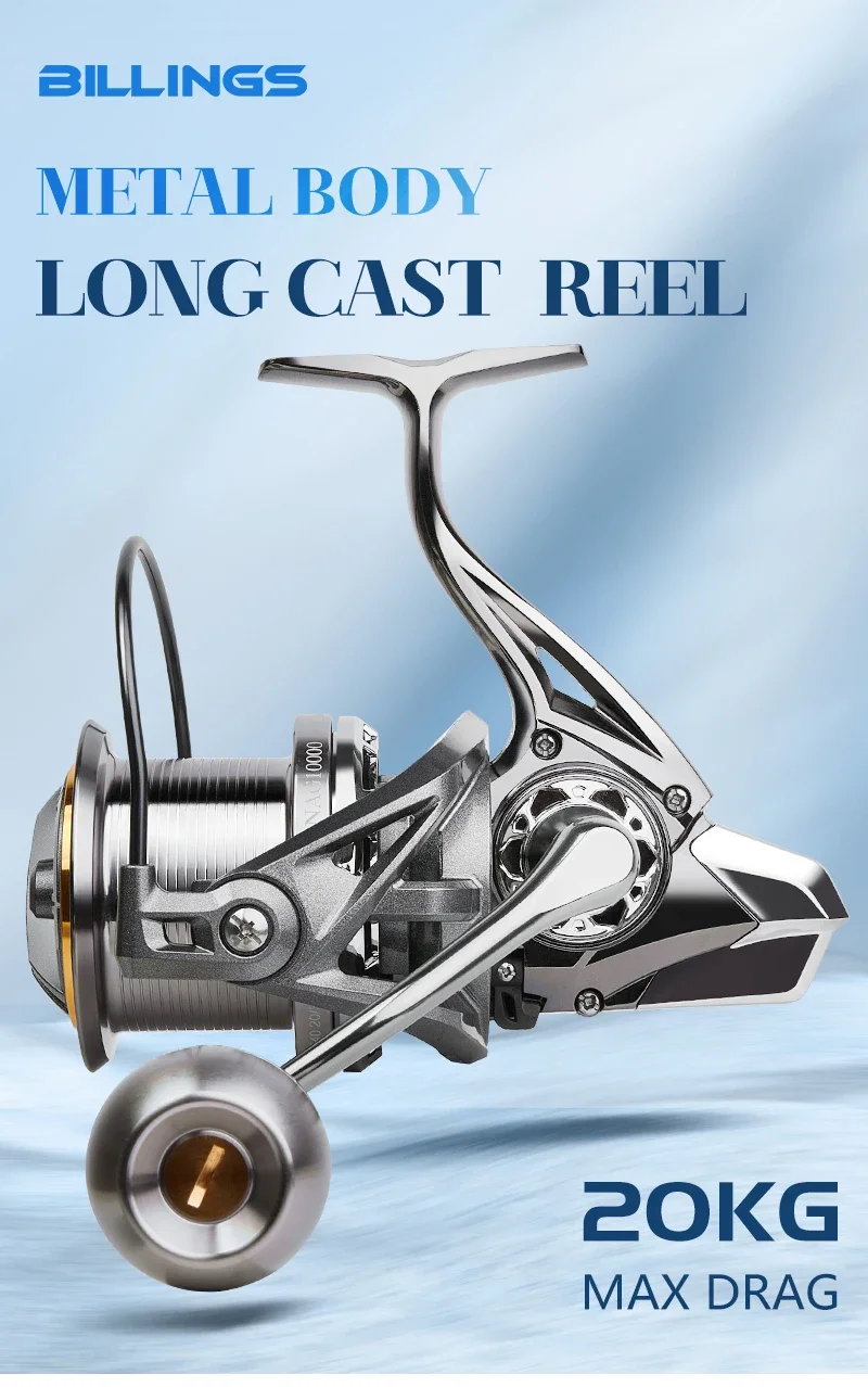 Carrete spinning metálico para pesca de surf