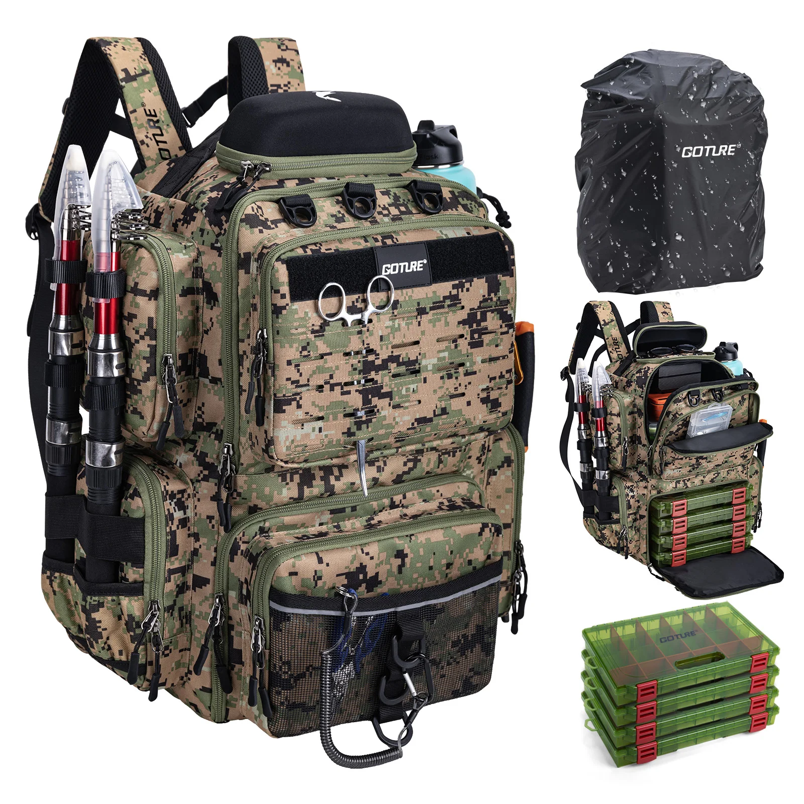 Mochila de pesca Goture 900D bolsa táctica impermeable ligera