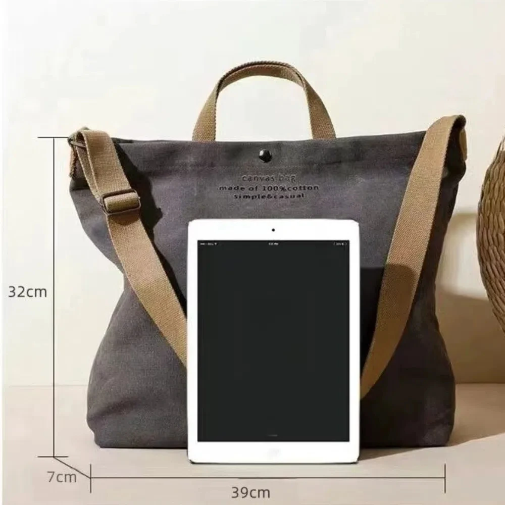 Bolso tote de lona con cremallera y gran capacidad para hombro - imagen 4