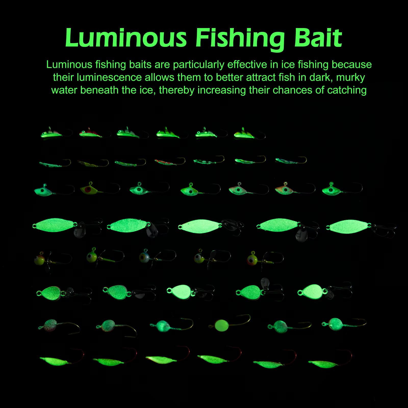 Kit de señuelos Goture pesca hielo – Crappie luminosos - imagen 2