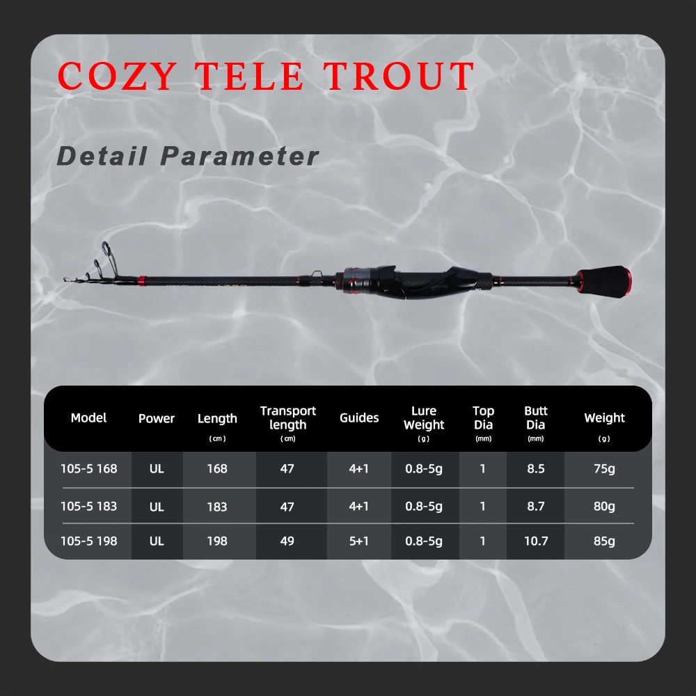 MIFINE COZY TELE TROUT - Caña telescópica ultraligera para trucha - imagen 3