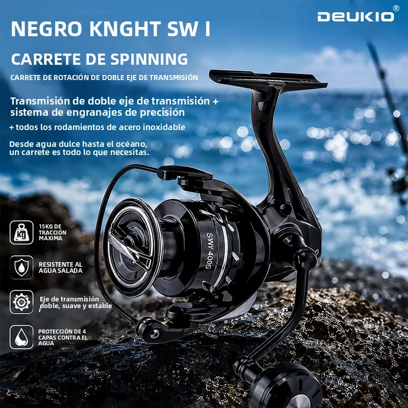 Carrete de Pesca DEUKIO Empuñadura Metálica – Relación 5.2:1 - imagen 4