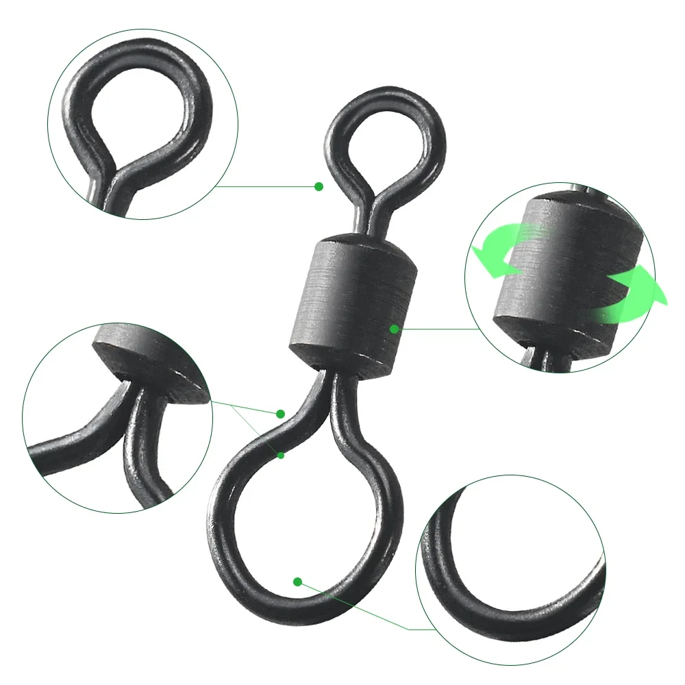 DNDYUJU Anzuelos Giratorios Carpa Ojo Grande Negro Mate - imagen 3