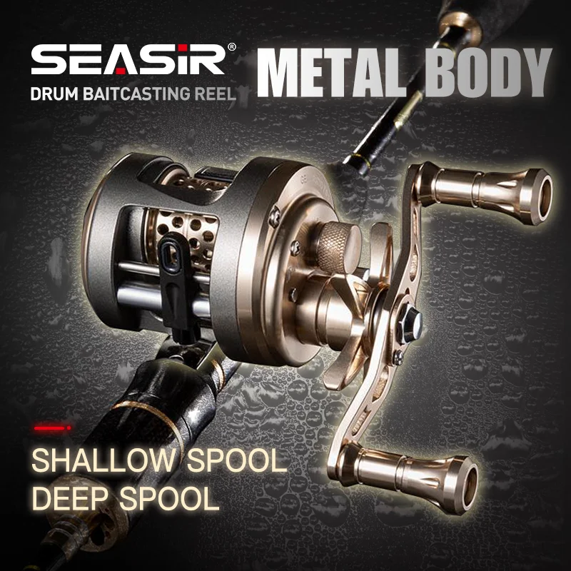 SEASIR JH Carrete Baitcasting para agua salada, tambor profundo