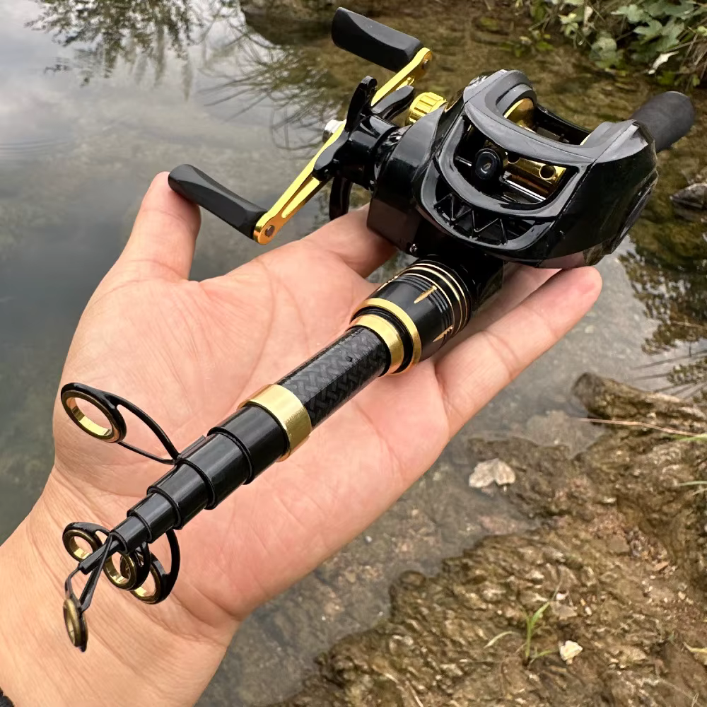 Combo Caña Telescópica Carb + Carrete Baitcasting 7.2:1