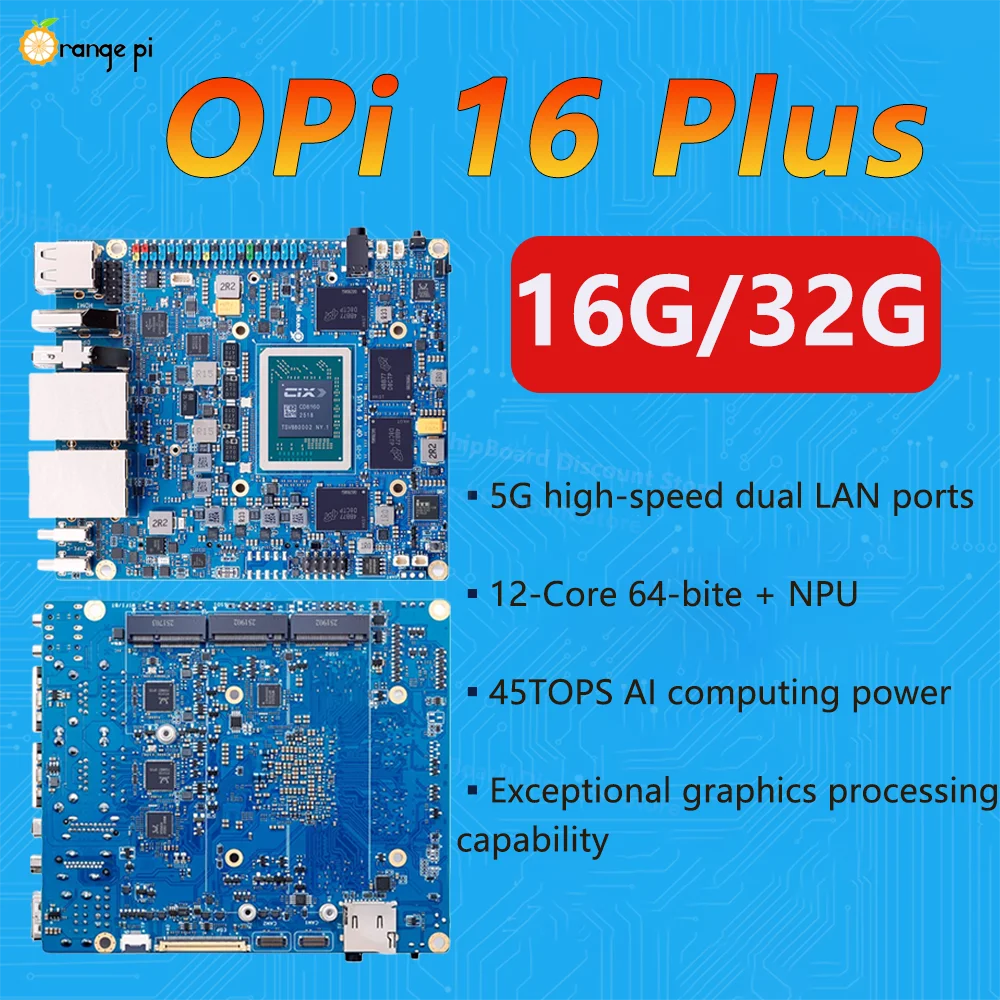 Placa de desarrollo Orange Pi 6 Plus con disipador y Ethernet - imagen 3