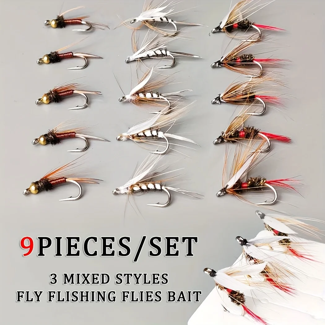 Mosca seca Royal Wulff Brasshead Prince Ninfa y Mosquito Mayfly
