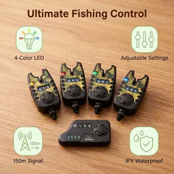 Hirisi S12 alarmas inalámbricas para pesca de carpas con LED