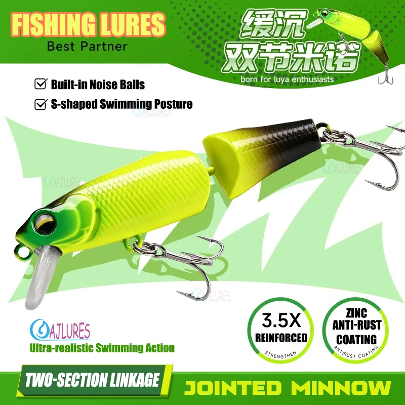 Señuelo Minnow articulado de hundimiento lento con triples reforzados