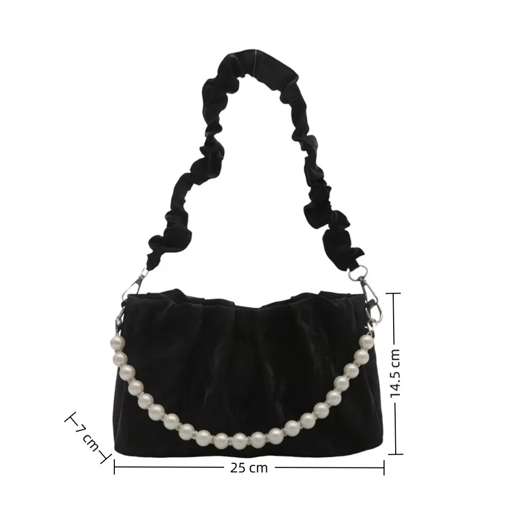 Bolso bandolera con cadena de cuentas plisado de cuero PU elegante - imagen 5