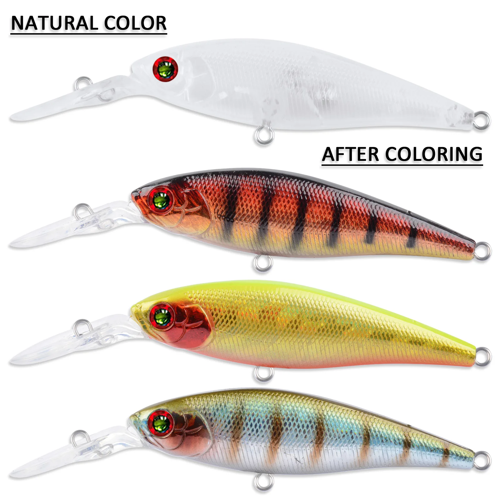 Free Fisher crankbait minnow transparente DIY, cebo duro sin pintar - imagen 2