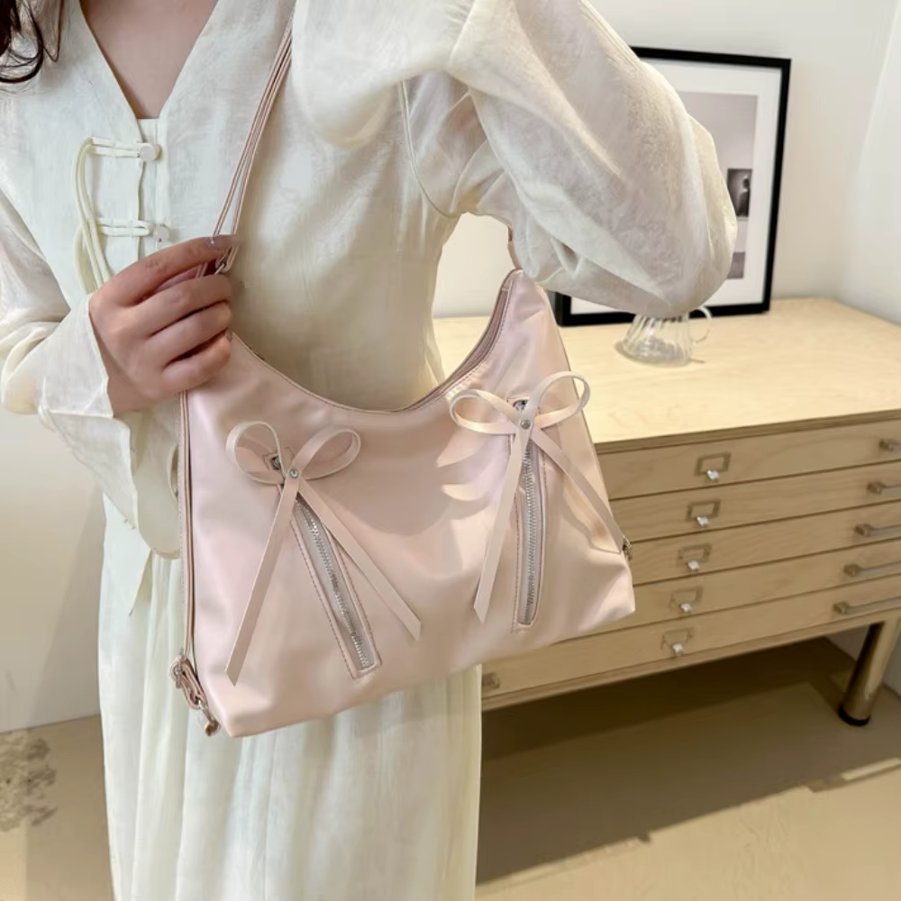 Bolso Tote de Cuero PU con Lazo – Estilo Retro para Mujer