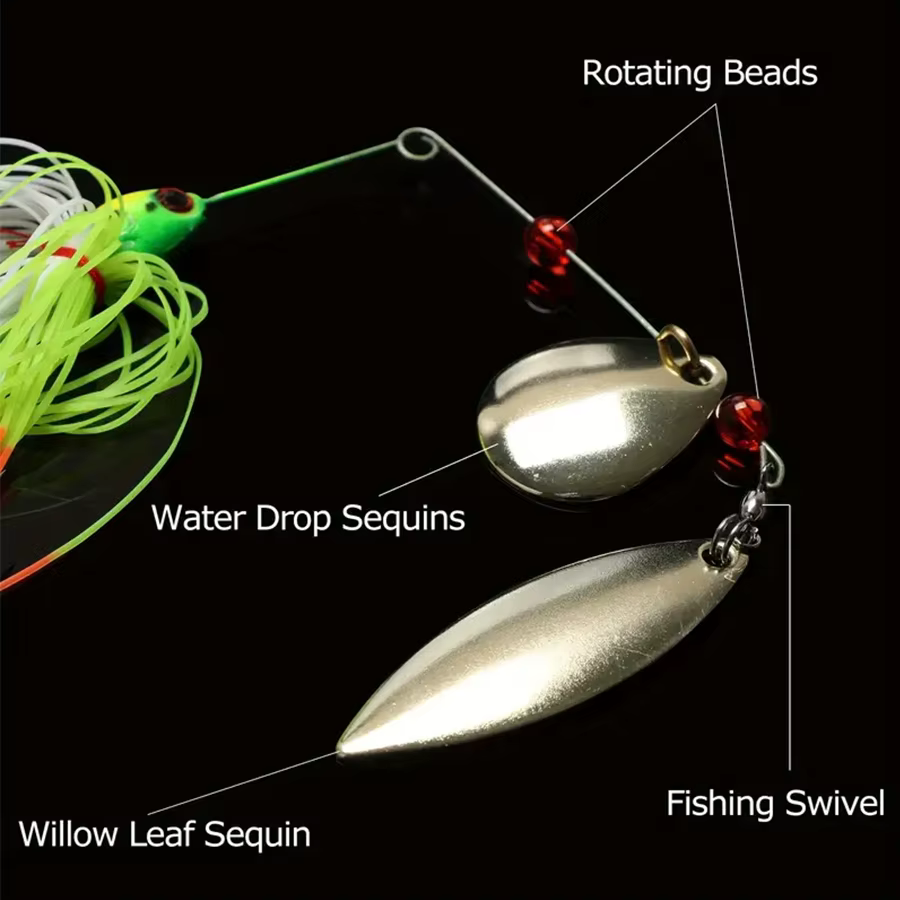 Spinnerbait 17g para lucio – señuelo sinking giratorio de metal - imagen 4