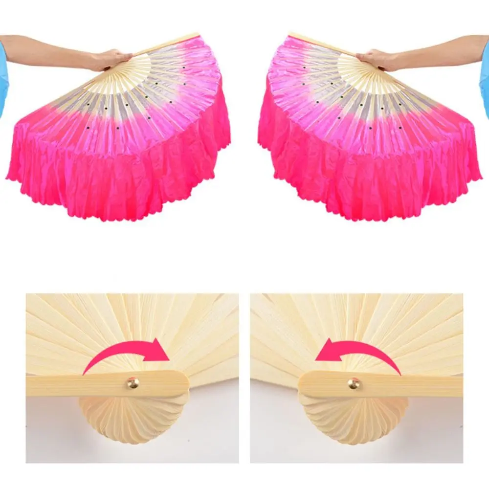 Abanico largo de seda para danza del vientre – pavo real - imagen 2