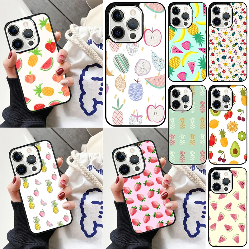 Funda iPhone con diseño frutas sandía, piña y fresas