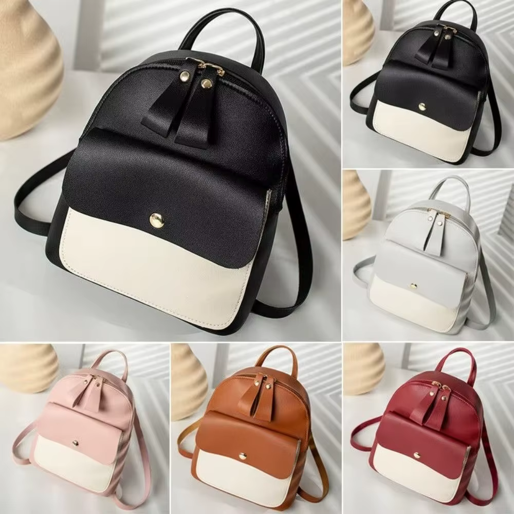 Mochila de Cuero PU con Cremallera – Bolso Pequeño Ajustable - imagen 2