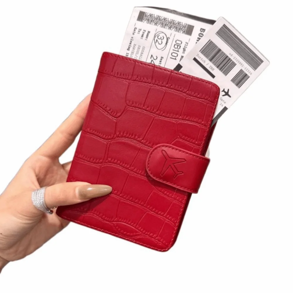Porta pasaportes en uso
