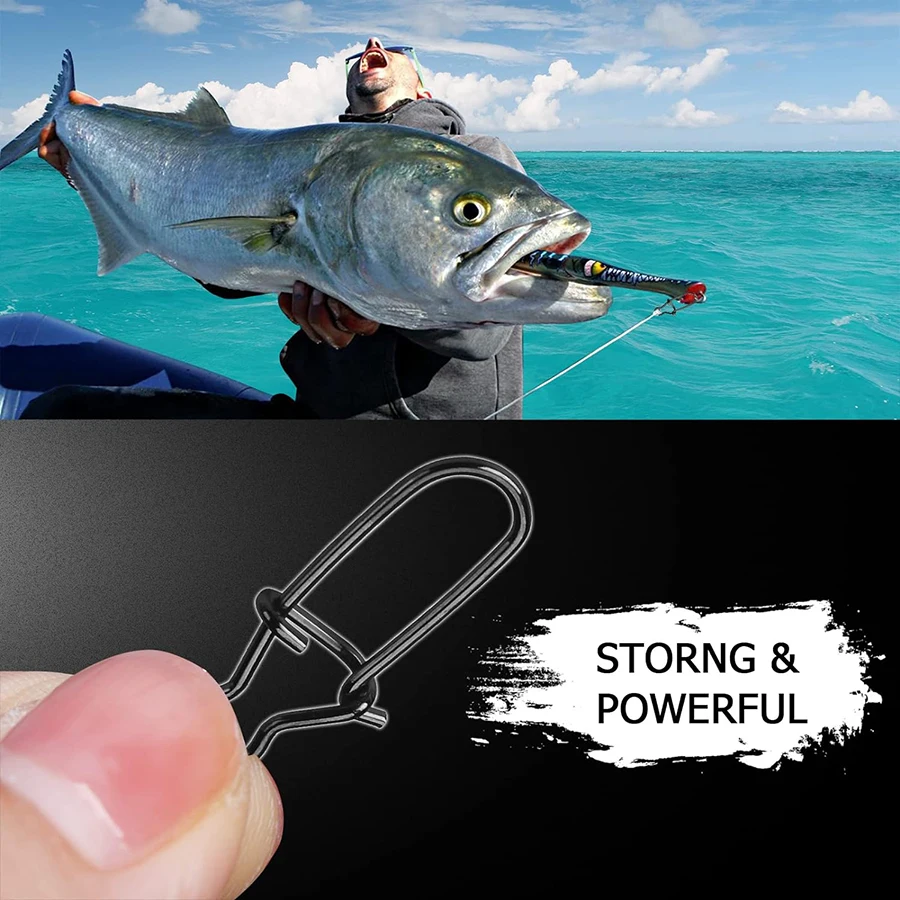 Clips de pesca giratorios doble bloqueo inox niquelado negro - imagen 3