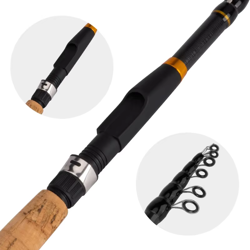 Caña telescópica de spinning de carbono DEUKIO con mango de corcho - imagen 4