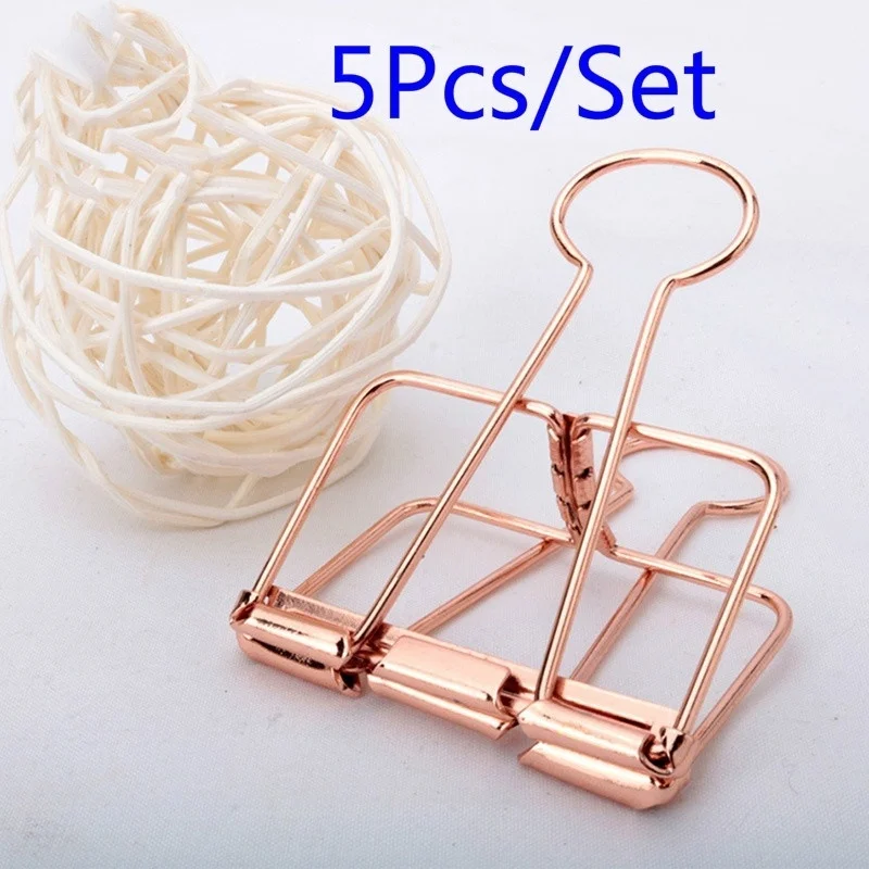 Clips de papel oro rosa - Metálicos para carpeta y archivo resistente