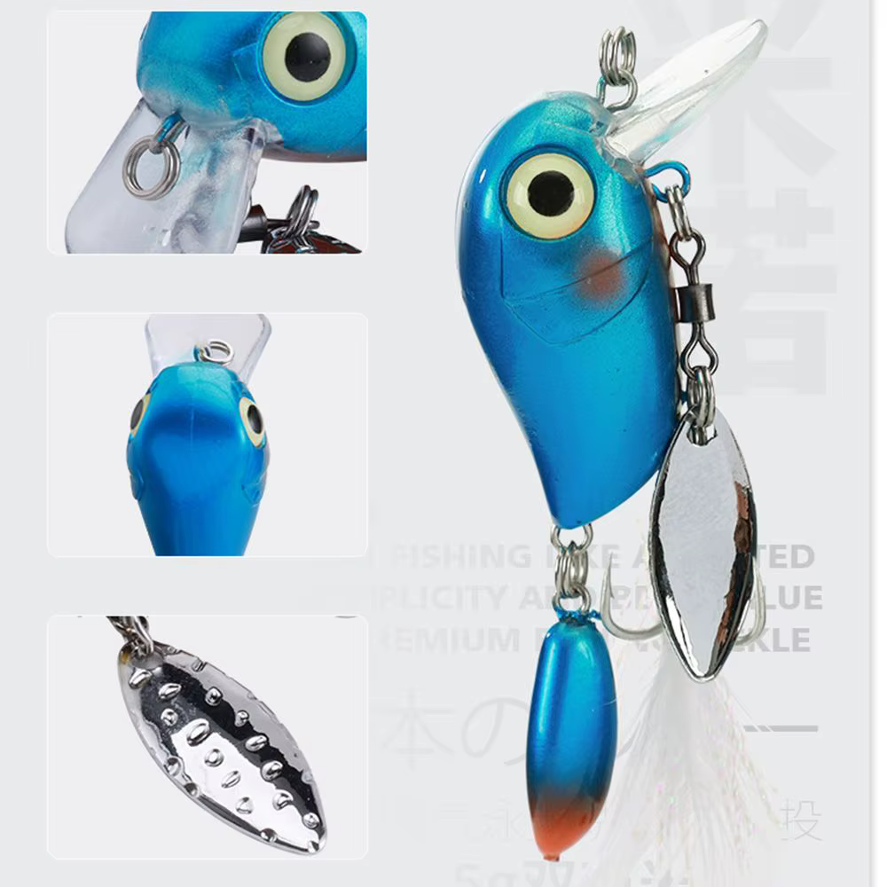 Señuelo compacto de 3,8 cm para pesca en río y lago