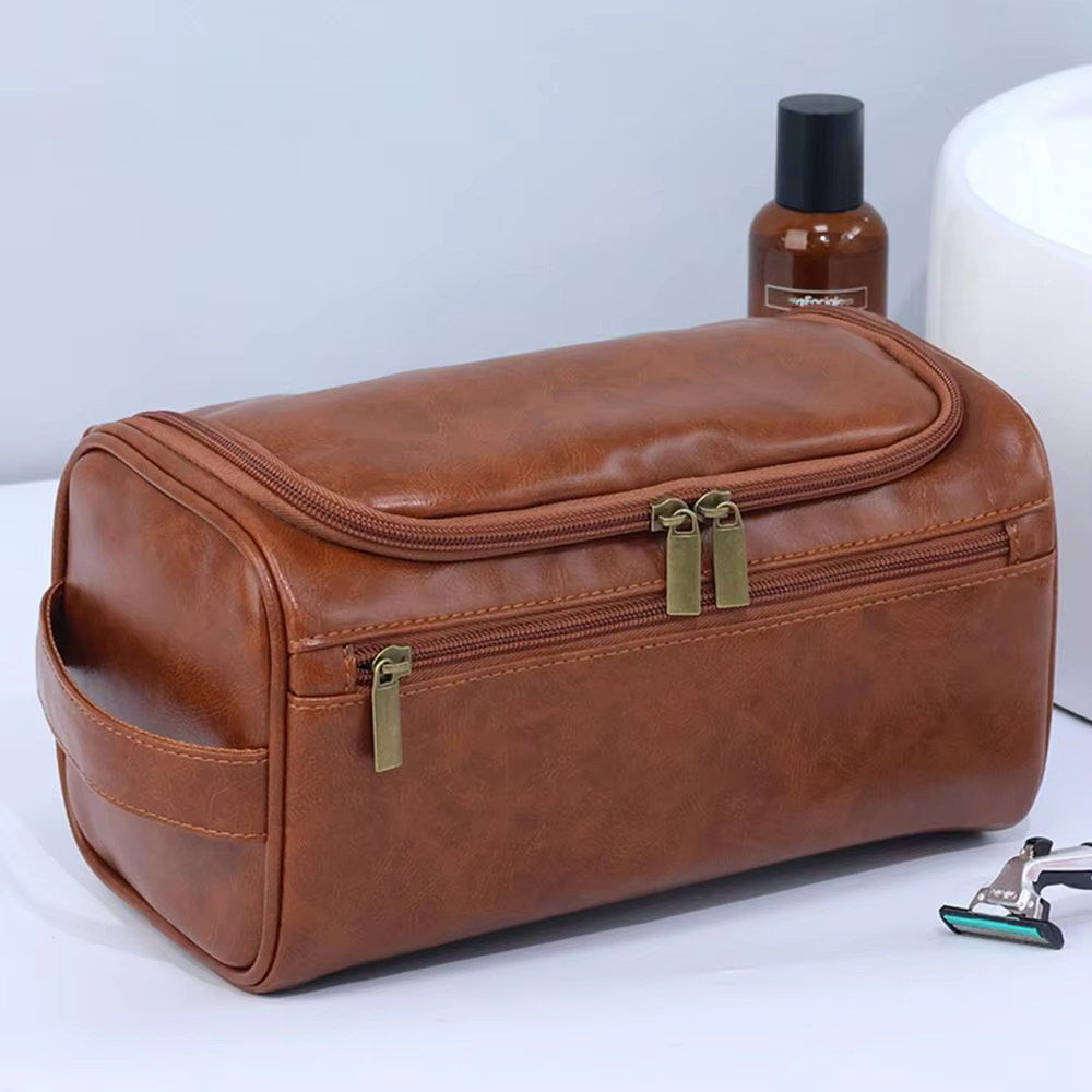 Neceser de Viaje de Cuero PU Vintage Hombre – Organizador de Aseo - imagen 4