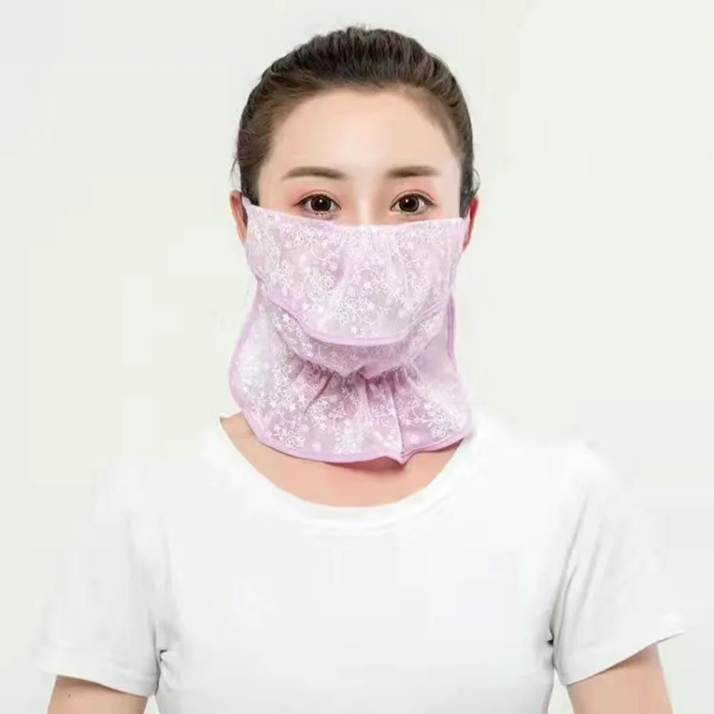 Máscara anti-UV de encaje con cordón para proteger las orejas