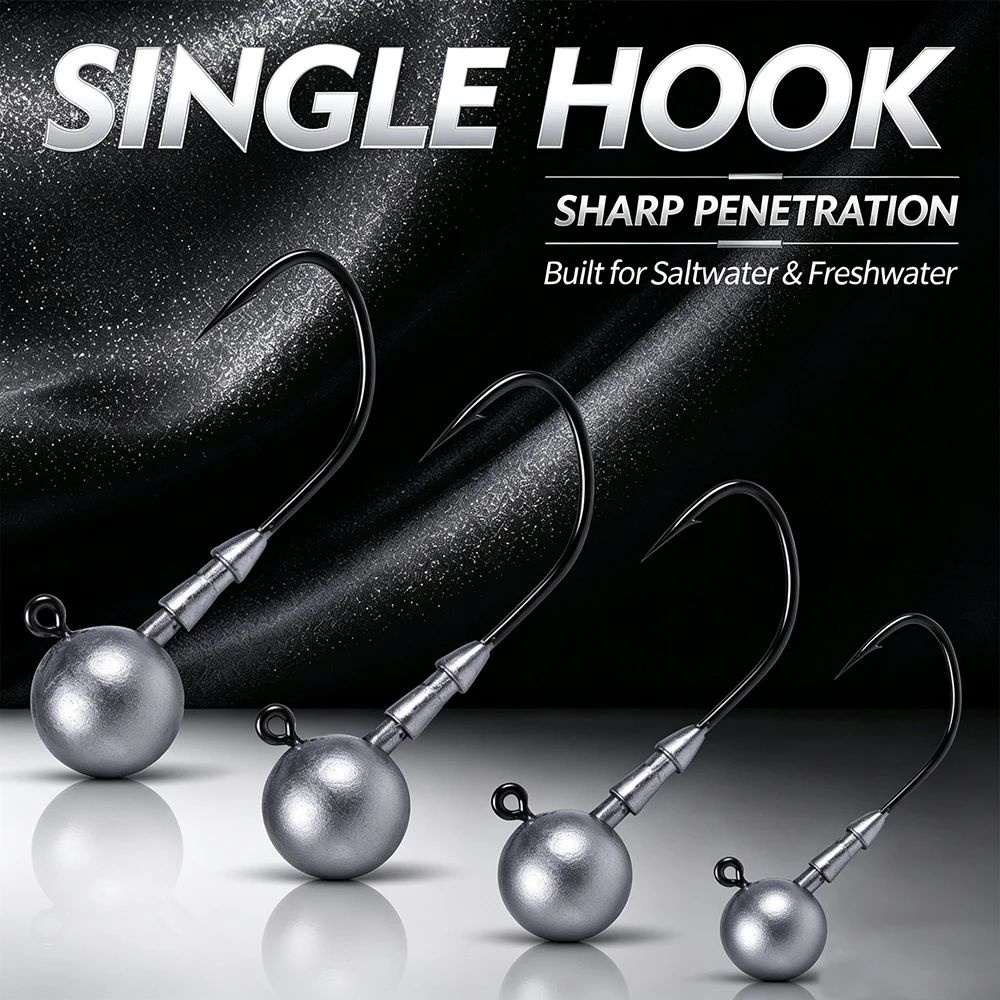 Anzuelos Jig Head PROBEROS offset redondo con púas para vinilo - imagen 3