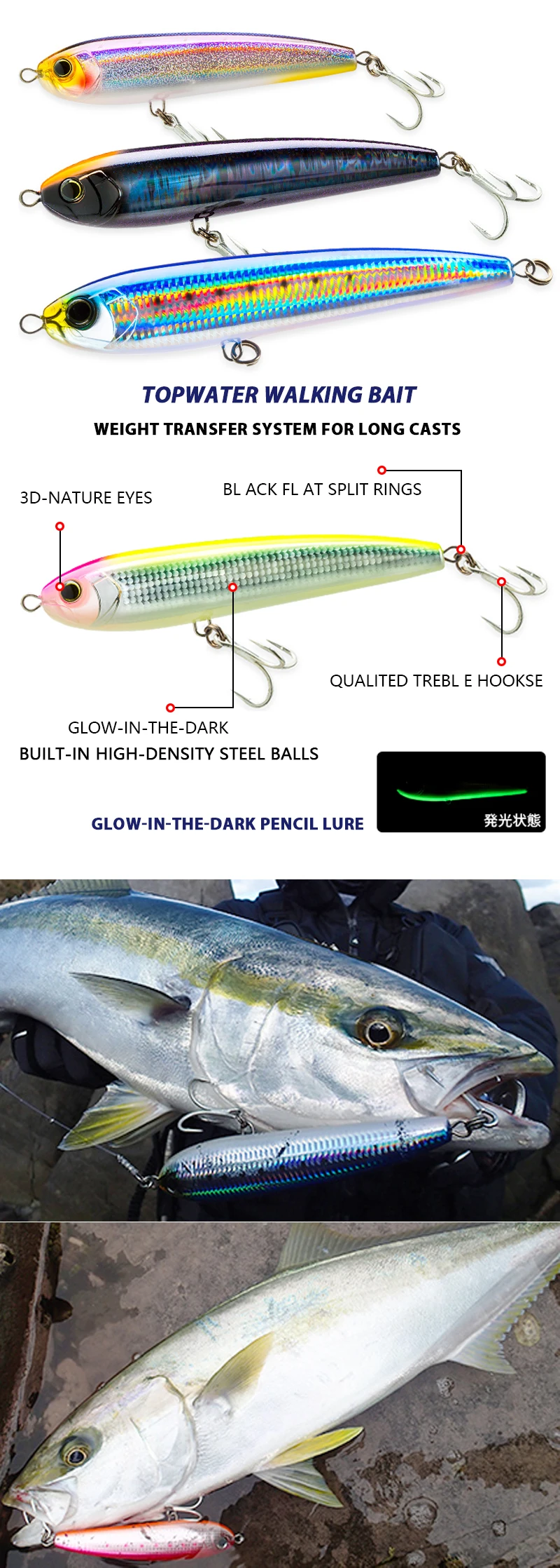 Señuelo flotante tipo lápiz 140 mm 45 g