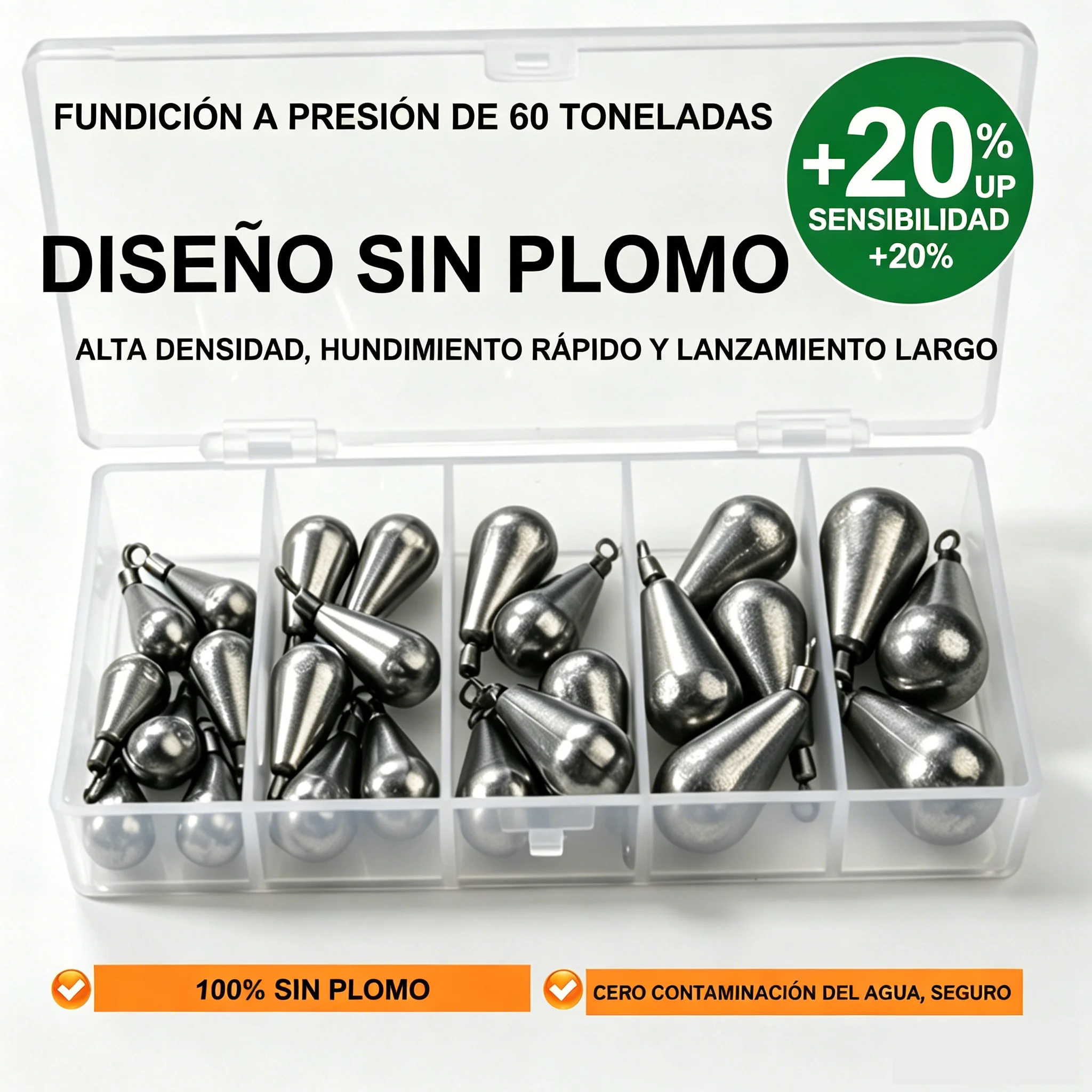 Plomos cilíndricos con esmerillón giratorio para agua dulce y salada - imagen 4
