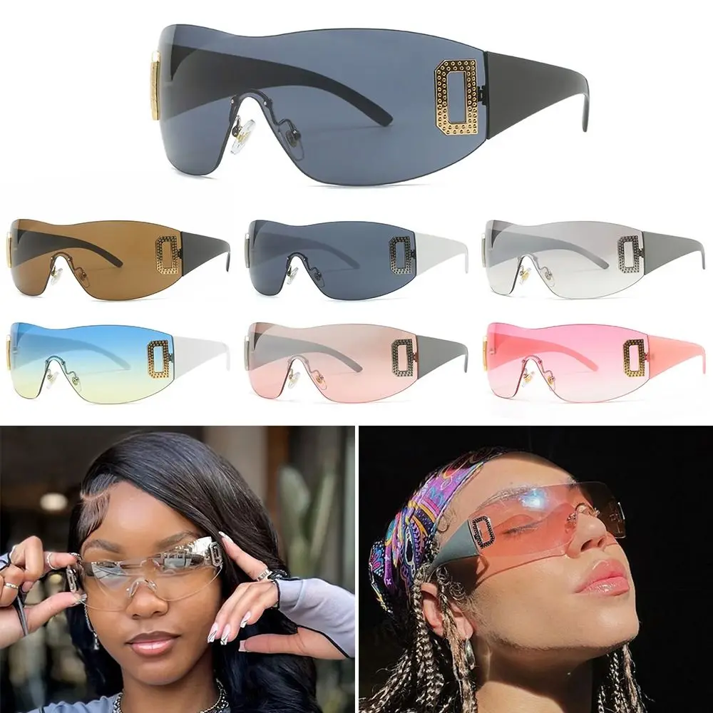 Gafas de sol deportivas sin montura envolventes punk Y2K para mujer - imagen 4