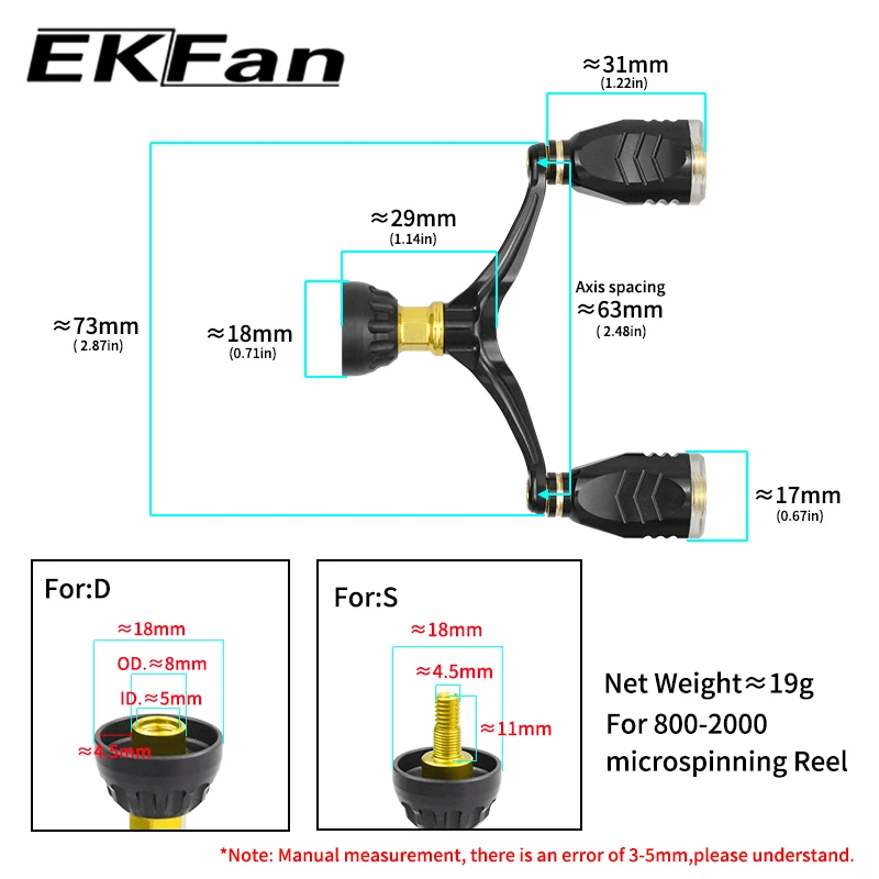 EKfan manivela de aluminio 7075 roscada para carretes Daiwa Shimano - imagen 2