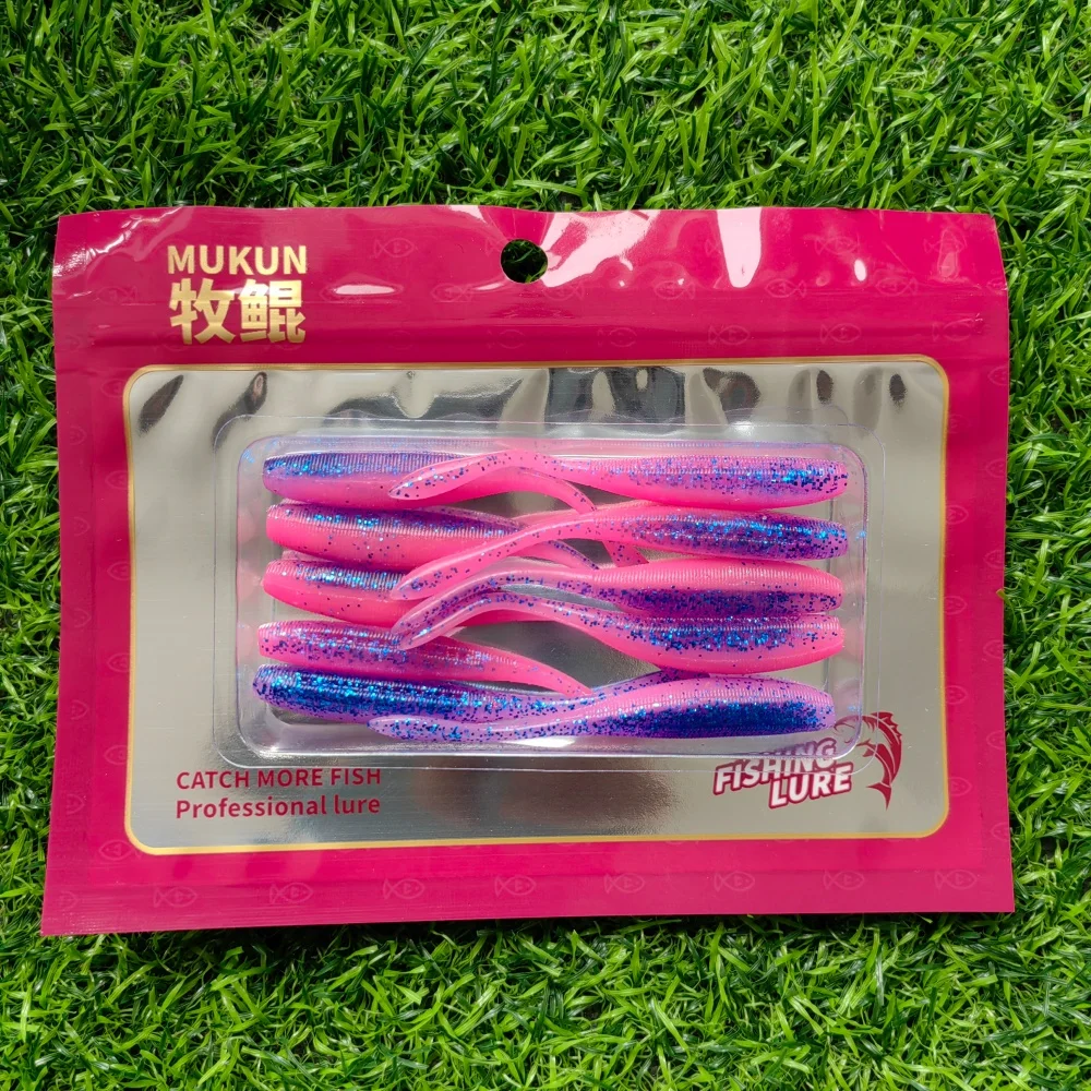 MUKUN Softbait de cola recta 75 mm – Señuelo de pesca salada