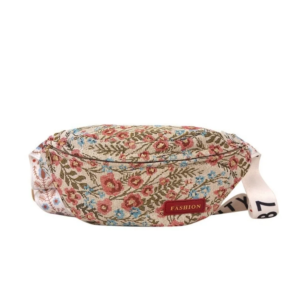Bolso bandolera de lona floral con cierre cremallera estilo dumpling - imagen 3