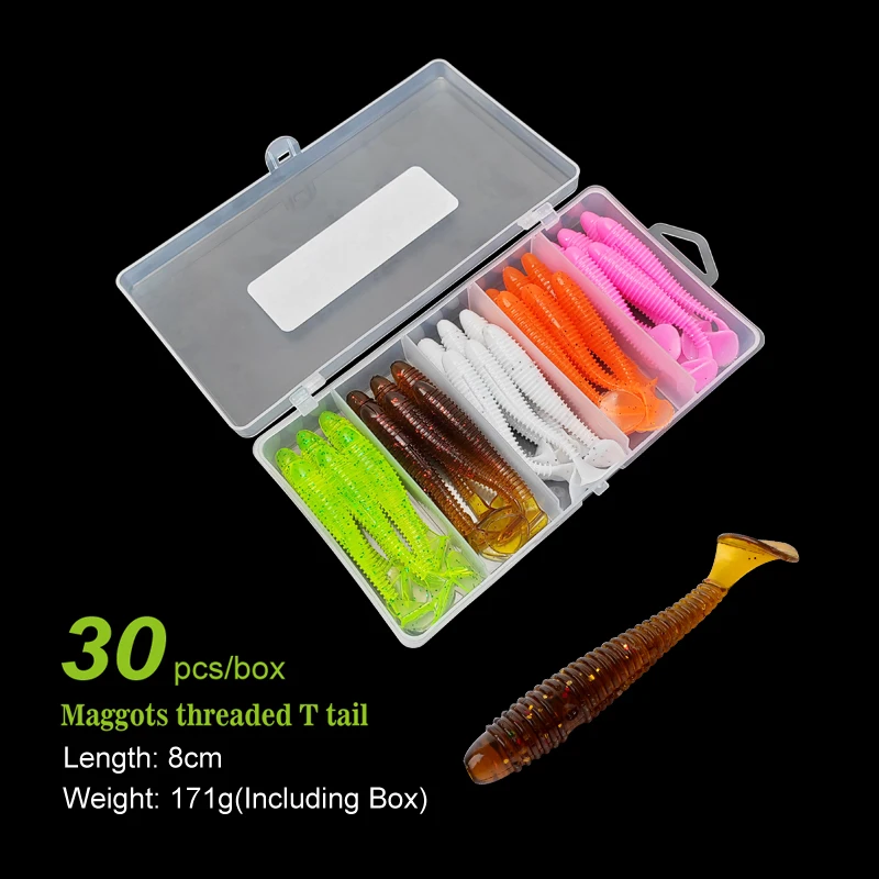 Kit de señuelos de silicona swimbait cola en T para black bass lucio - imagen 2
