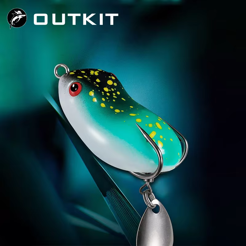 Micro Señuelo Rana Suave Lentejuelas Doble Gancho Topwater - imagen 5