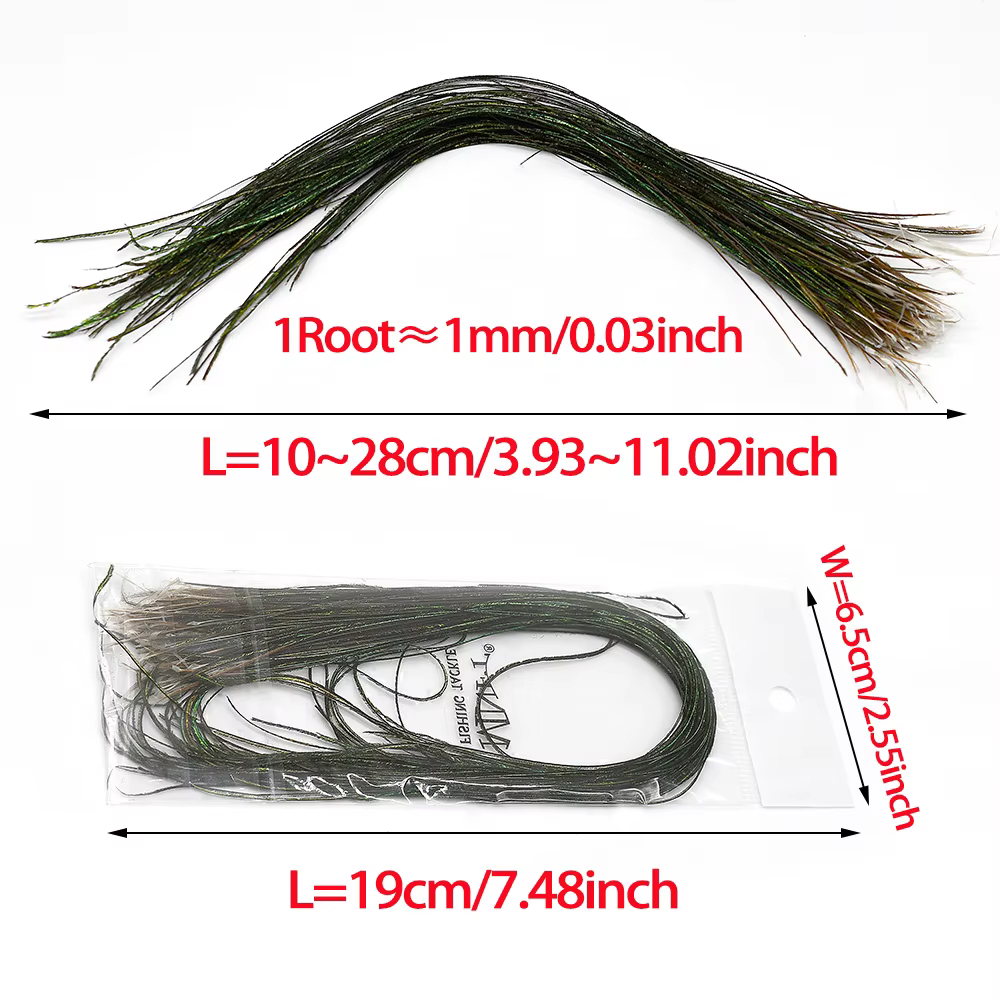 MNFT Alambre Plumas Pavo Real Verde Oliva para Mosca - imagen 3