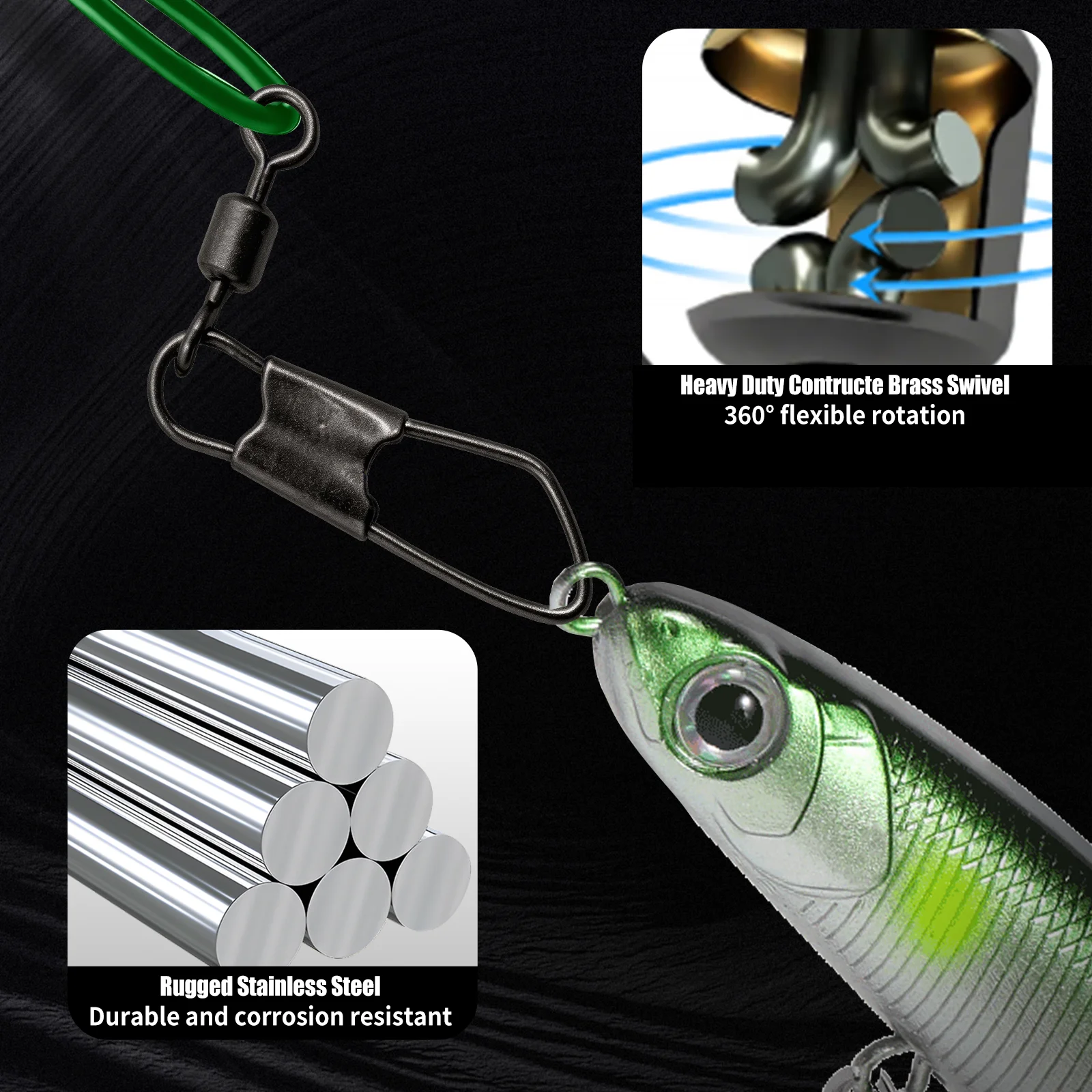 FishTrip Duo Lock de cable de acero con eslabones giratorios - imagen 2