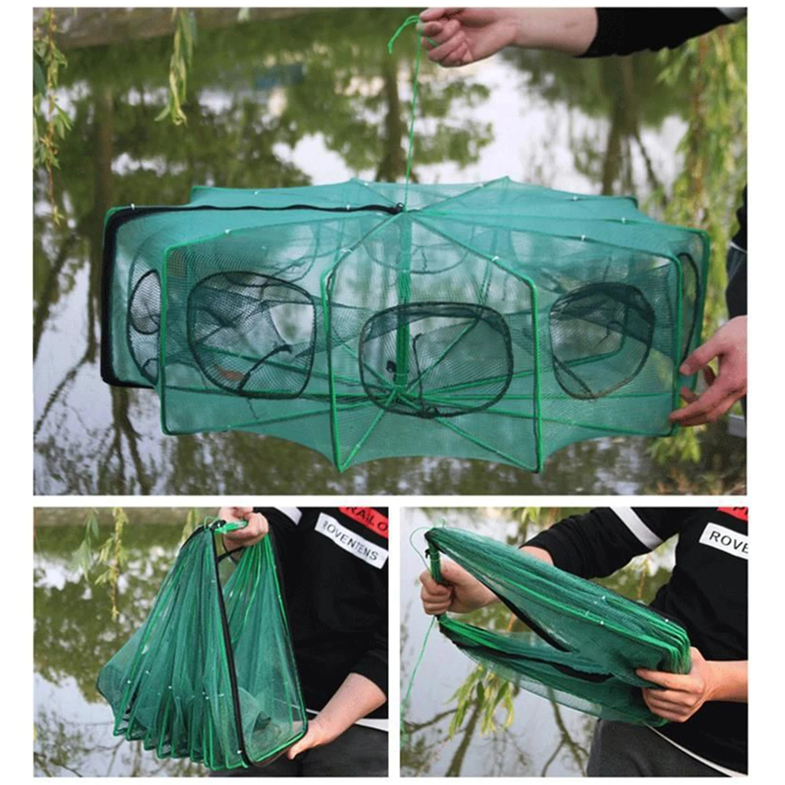 Jaula de pesca plegable para captura eficiente