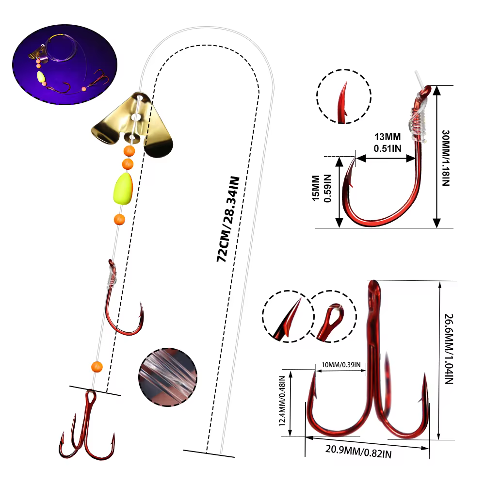 Aparejo Giratorio ZYZHE para Lucioperca – Jig Alta Velocidad BKK Rojo