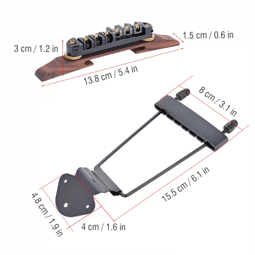 Puente guitarra con roldanas de rodillo palisandro y metal - imagen 5