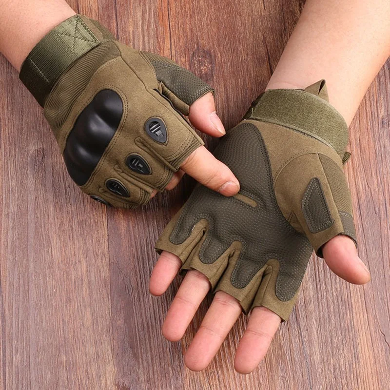Guantes medio dedo tácticos para hombre – Resistentes exterior - imagen 5