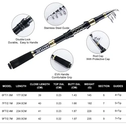 Kit de pesca Goture con caña telescópica, carrete y señuelos