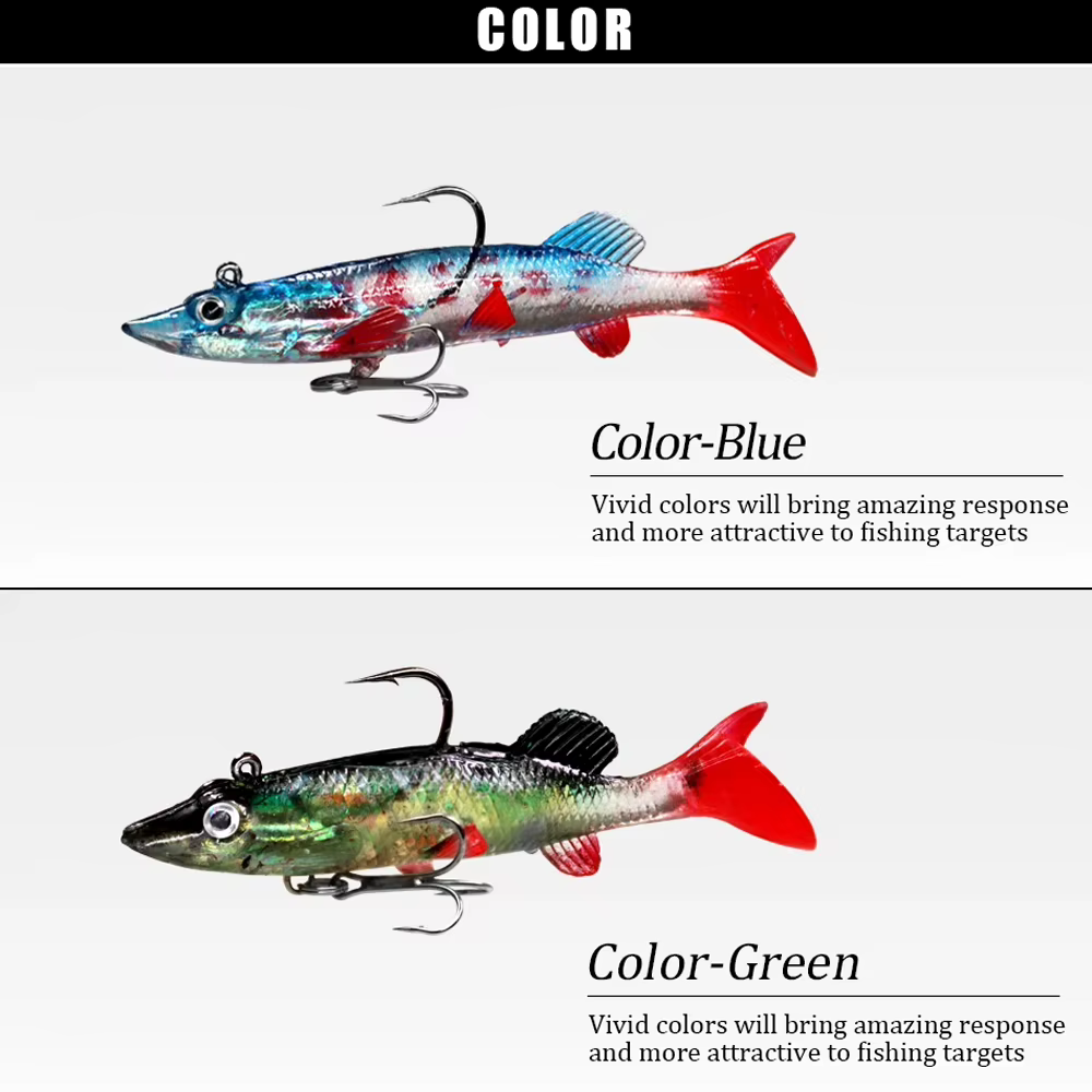 Señuelos de pesca con cola ondulada para atracción visual
