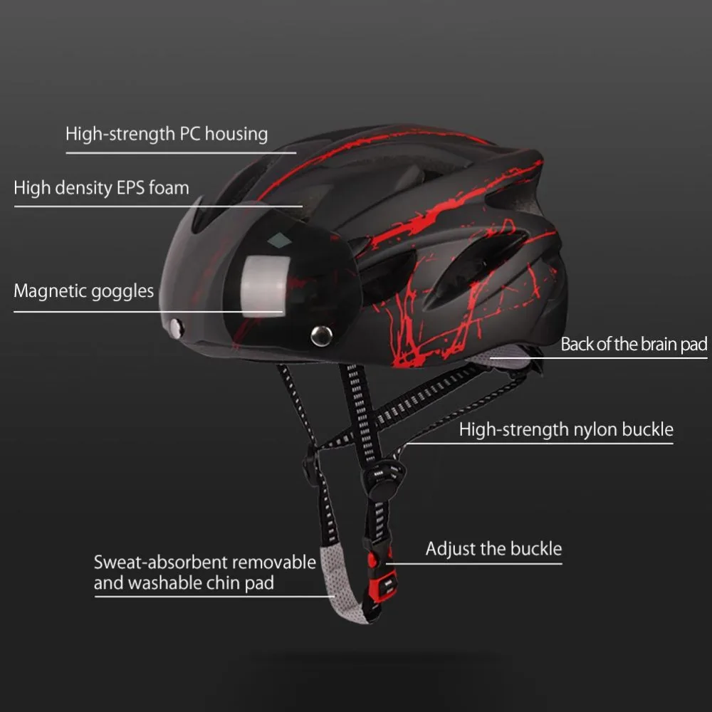 Casco de ciclismo EPS/PC con gafas magnéticas desmontables MTB ligero - imagen 4