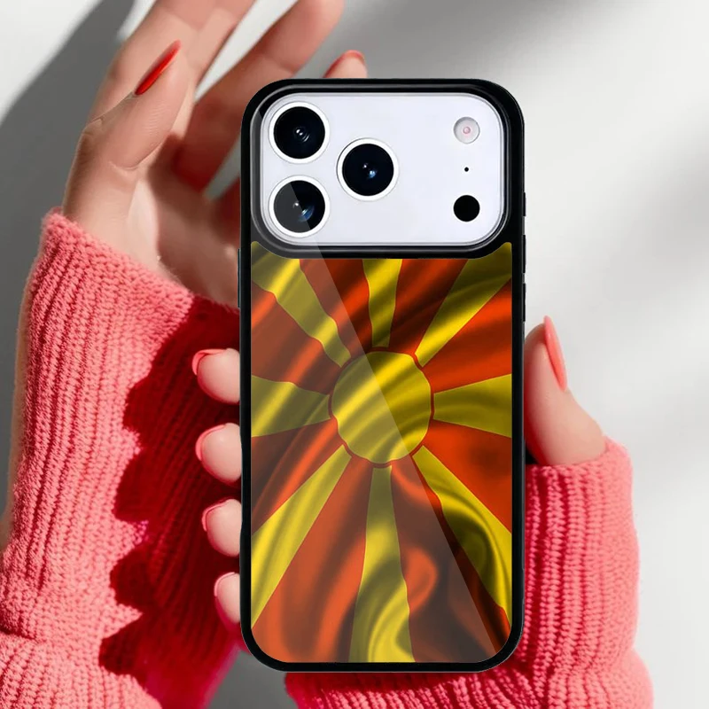 Funda trasera con bandera de Macedonia para iPhone