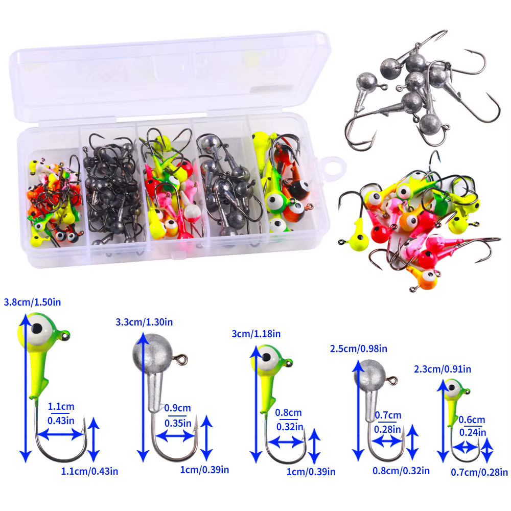 Anzuelos de pesca coloridos con púas – Juego multicolor para aparejos - imagen 2