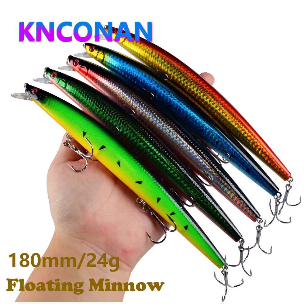 Wobbler Longcast Minnow para lucio, cebo duro flotante agua salada - imagen 5