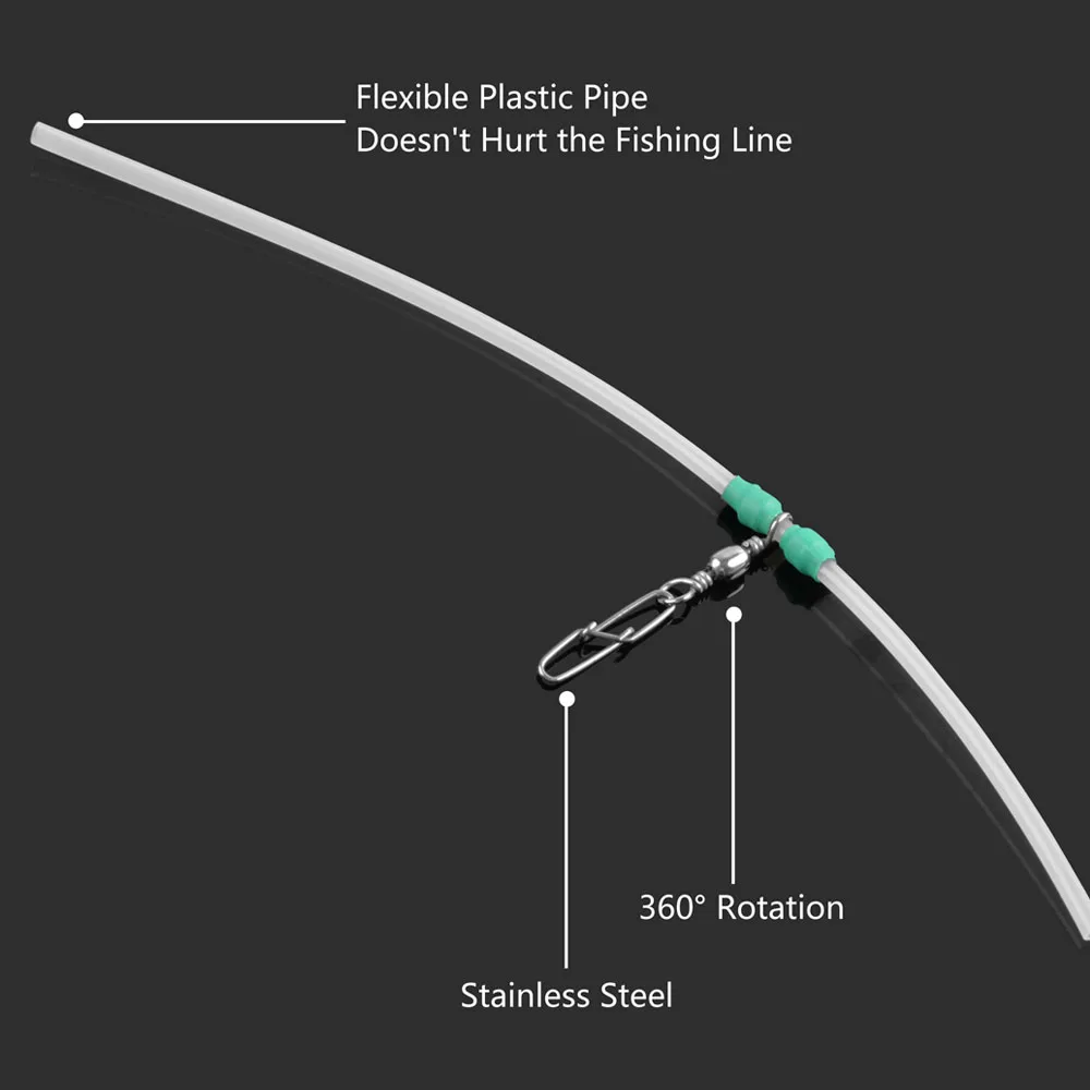 Tubo antienredos para pesca de carpa con emerillón y conector de montaje - imagen 2